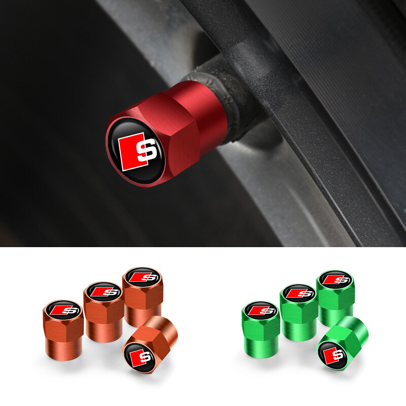 4* Car Motorcycle Tire Valve Stem Caps Aluminum Air Caps Cover For Audi