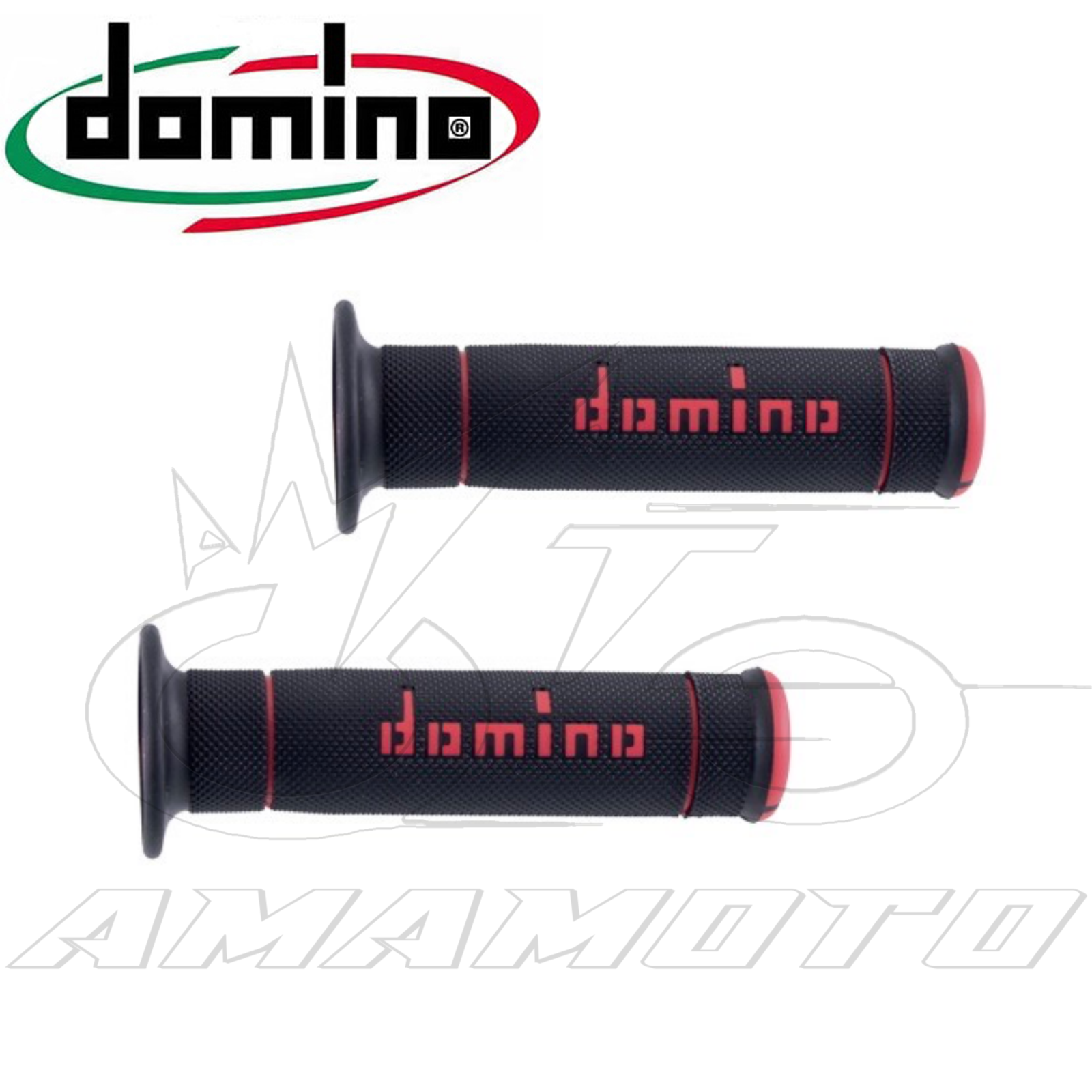 COPPIA MANOPOLE CHIUSE DOMINO PER TRIAL ROSSE-NERE 125 MM