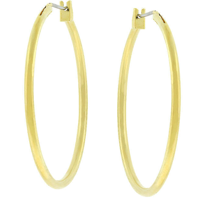 Basic Golden Hoop Earrings Genuine Gold Finish