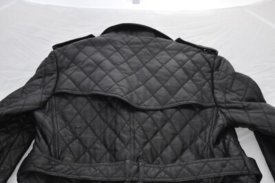 Burberry Black Quilted Leather Button Belted Biker Jacket Burberry Black Quilted Leather Button Belted Biker Jacket