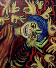 Original Acrylic Glow in the Dark Painting - Psychedelic Disciples