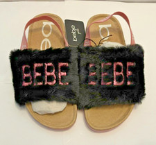 BEBE Girls Youth Size 1 Slippers Pink  Black Very Cozy New With Tags