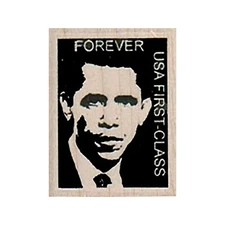 Mounted Rubber Stamp, Obama Postoid, Obama, Barack Obama, Mixed Media, Stamp