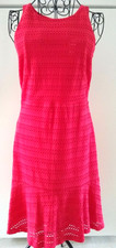 Ann Taylor Loft NWT Dress Size 0 Red Eyelet Fit & Flare Lined Zip Flounce
