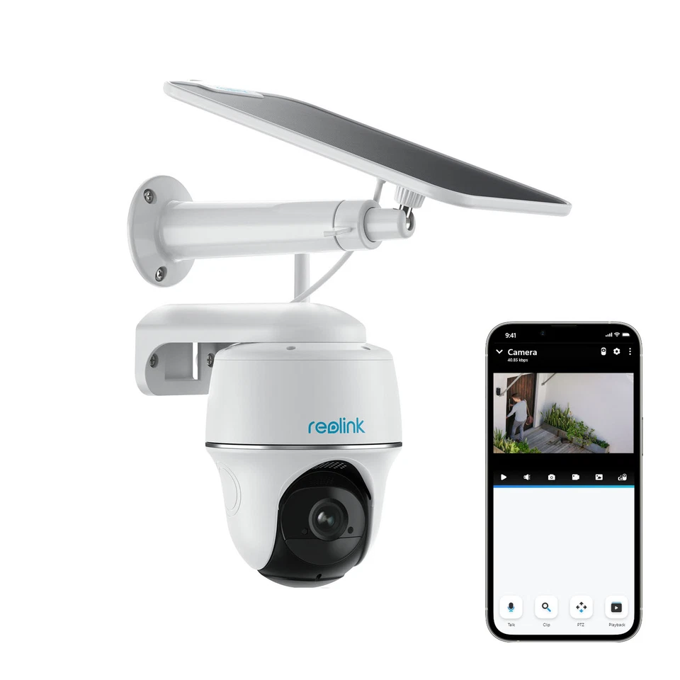 Neue Version Reolink 5MP WLAN PTZ Überwachungskamera Aussen Akku +WeißSolarpanel