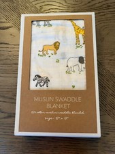 New Mud Pie Muslin Swaddle Blanket 100 Cotton 47x47 Safari Jungle Animals