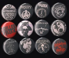 CRUST PUNK Set of 1" Pins / Buttons 90s Stenchcore AnarchoPunk D-Beat Bands