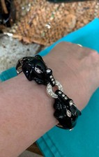 VINTAGE STRETCH BRACELET WITH TWO ELEPHANTS AND JEWELS, Beauty 