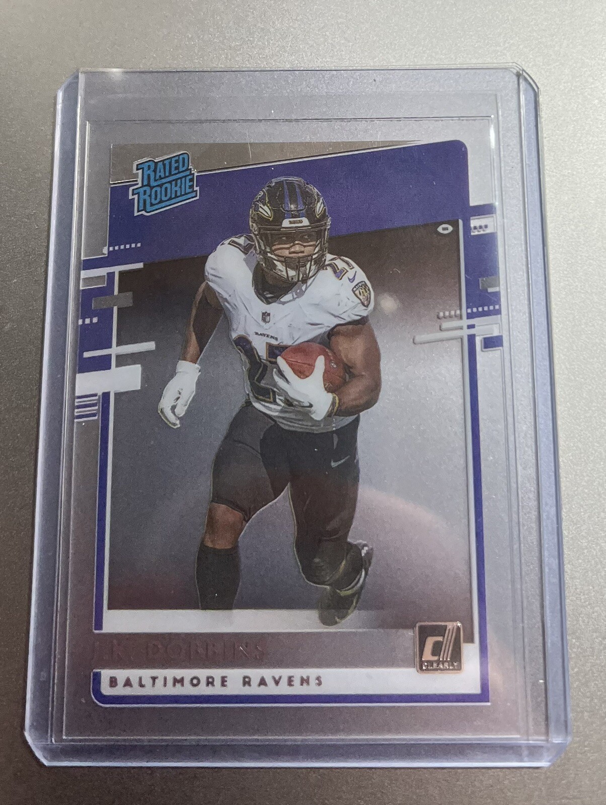 2020 Panini Chronicles JK Dobbins Clearly Donruss Rated Rookie card