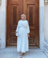 Plain Kaftan Abaya Women Evening Long Dress Muslim Party Robe Islamic Gown New