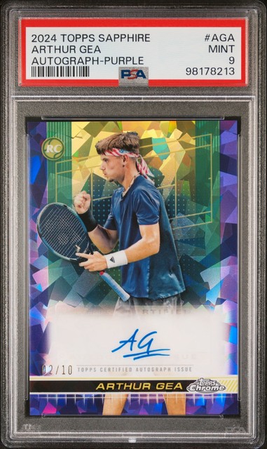 2024 Topps Chrome Sapphire Tennis Autographs #AGA Arthur Gea 02/10 - Purple PSA 9