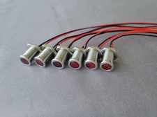 12v LED Indicator Light, 7MM Lens, Panel Mount, Red, Stainless Steel / Qty 6
