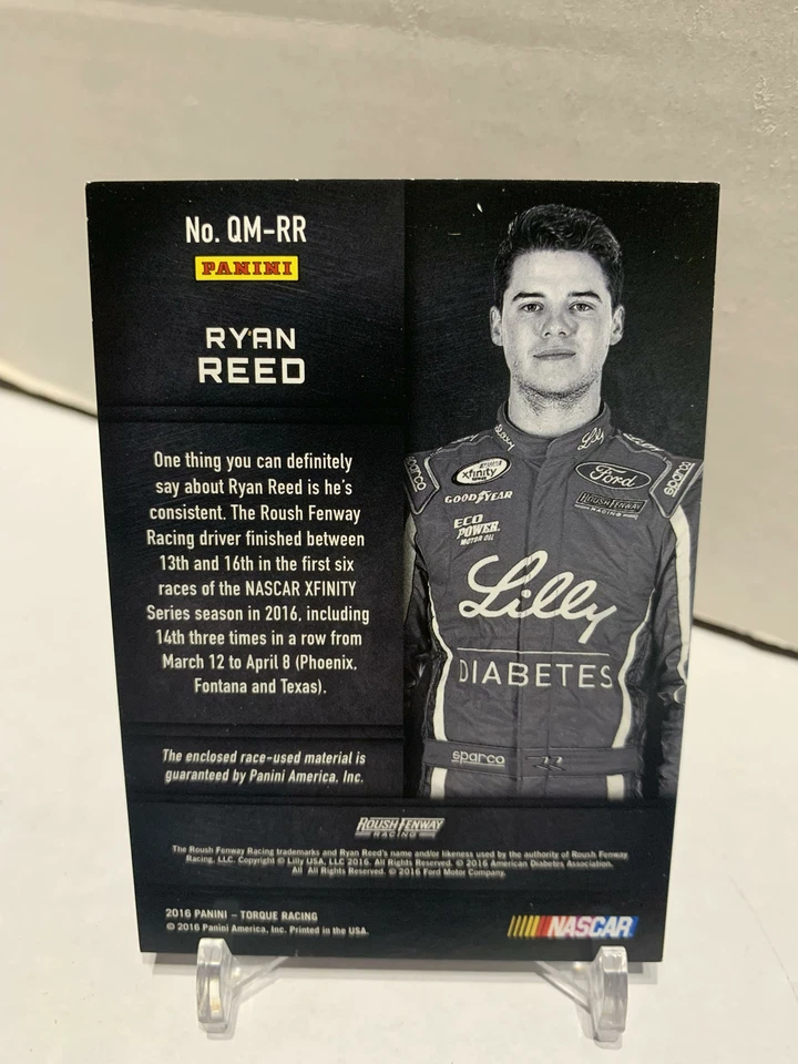 2016 Panini Torque Quad Materials Ryan Reed Tire Metal Firesuit /49 #QM-PM - Image 2 of 2