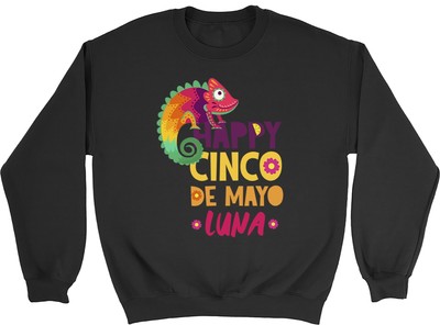 Personalised Happy Cinco De Mayo Chameleon Kids Sweatshirt Gift Jumper
