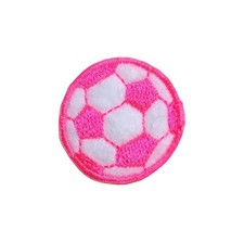 1.25 inch Soccer Ball Neon Pink White Iron on Embroidered Patch