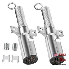 2 pcs 7 Way 7 Pin Replacement Trailer Plug with Spring Guard 2pcs 7-Pin Plug
