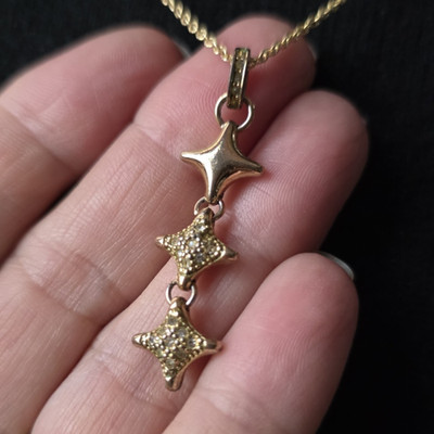 Modern Necklace - 9ct Bonded Gold on Silver - Guiding Star & Chain - UK Hallmark