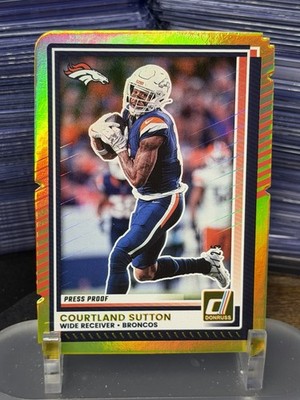 2025 Donruss Courtland Sutton Press Proof Gold Die-Cut /25 Broncos