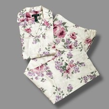 Lauren Ralph Lauren Pajama Set Medium Floral Print Cottage Core Preppy Classic