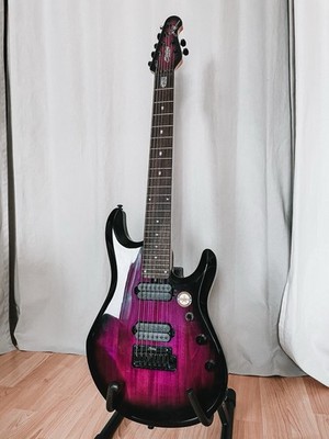 Sterling JP70 7-string Electric Guitar with Soft Case, Trans Purple Burst
