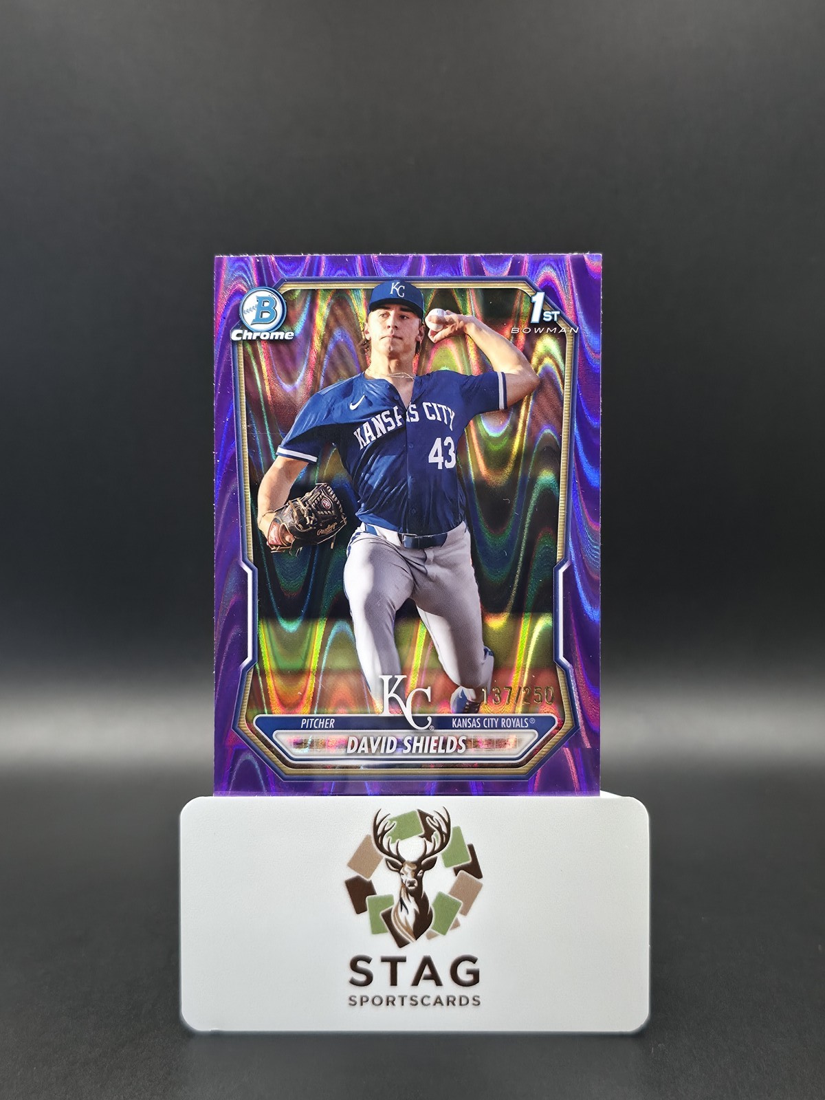 David Shields 2026 Bowman #BCP-11 Chrome Purple Raywave Refractor #/250