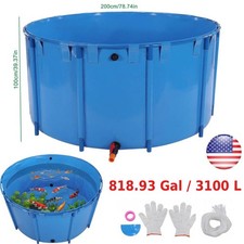 Canvas Fish Pond Above Ground Fish Tank 818.9 Gal Round Koi Pond Blue 