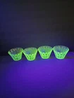 Vintage Depression Era Uranium Green Glass Small Cups - Set Of 4