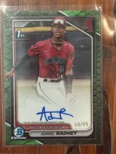 2024 Bowman Chrome - Prospect Autographs Adriel Radney #CPA-AR Green Reptillian