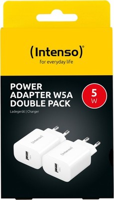 Intenso Ladegerät Power Adapter 5 Watt W5A 1x USB-A für 1 Gerät weiß Doppelpack