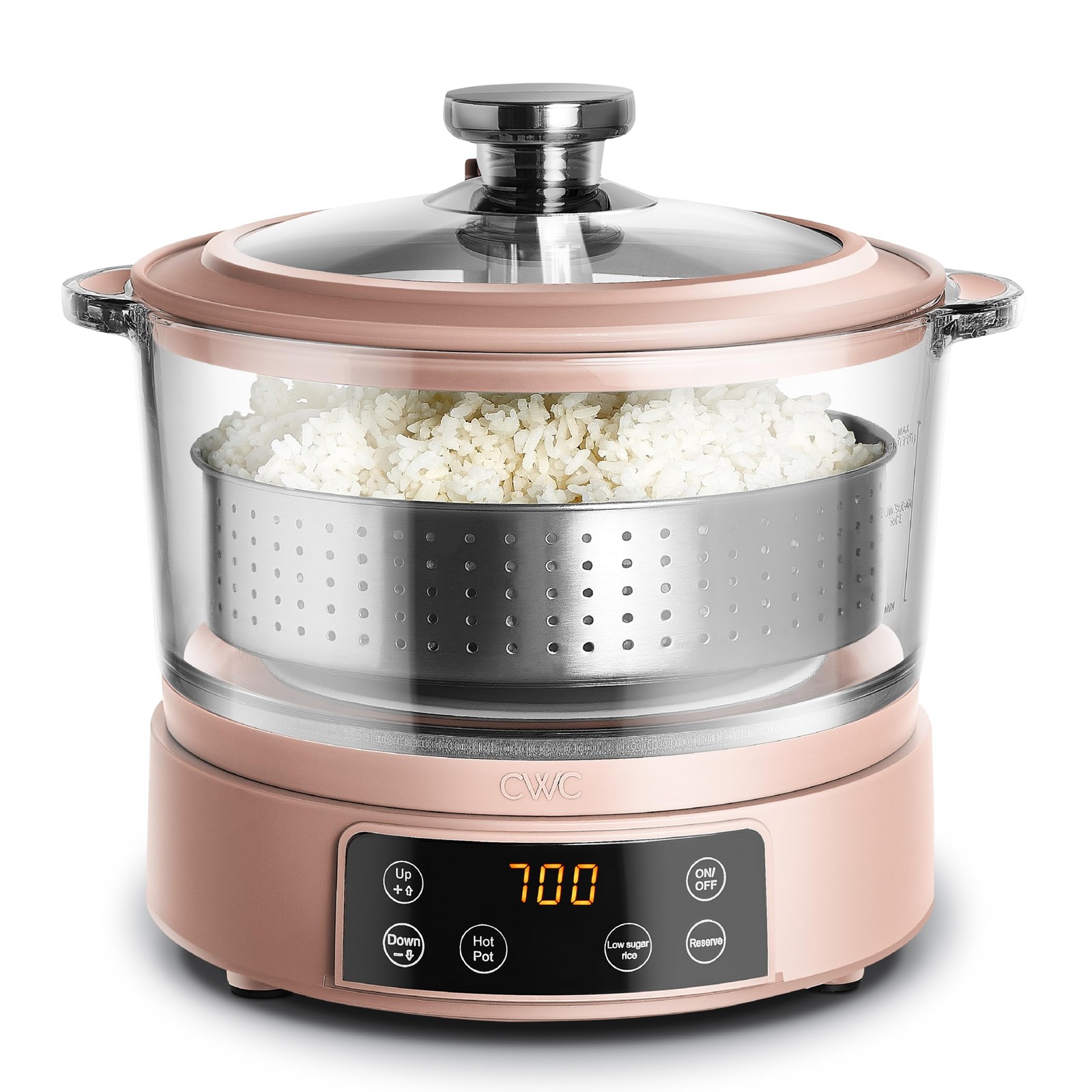 3L Glass Mini Low Carb Rice Cooker 2 Cups Raw 6 Cooked COOK 