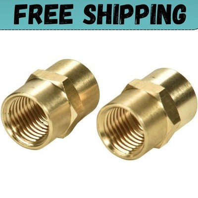 2 Pack 1/4'' X 1/4'' NPT Coupler, Brass Female Pipe Fitting (1/4'' X 1/4'' NPT Femal