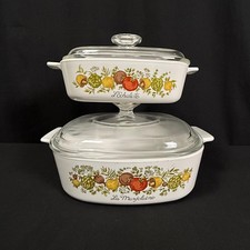 Corning Ware Spice of Life Casserole 4pc Set A-1-B 1qt A-2-B 2qt Vintage 70s