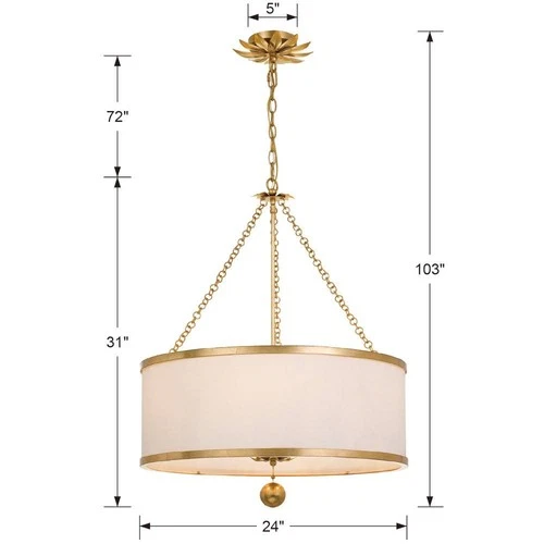 Crystorama Broche 24" Wide Antique Gold Drum Chandelier - Picture 6 of 6