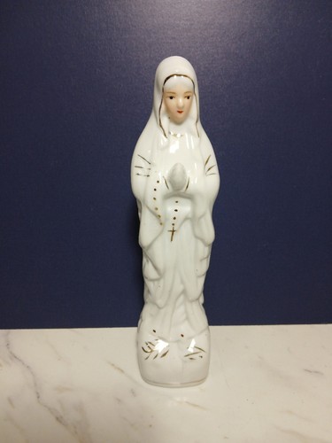 Ancienne statue porcelaine Vierge Marie Notre Dame Lourdes Vierge 7" figurine