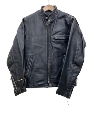 Chaqueta Schott Single Riders 34 cuero negro liso 641 con forro - Imagen 1 de 4