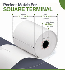 100 Rolls 2 1/4 x 50  Thermal Receipt Paper, Compatible w/ SQUARE Card Terminal