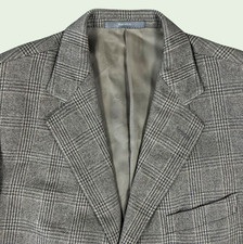 Ermenegildo Zegna Silk Cashmere Sport Coat Blazer 52L Houndstooth Made In Italy