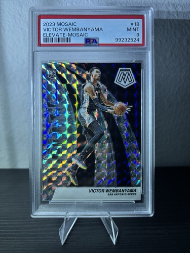 Panini 23-24 Mosaic Elevate Victor Wembanyama Spurs RC Mosaic Prizm #18 PSA 9
