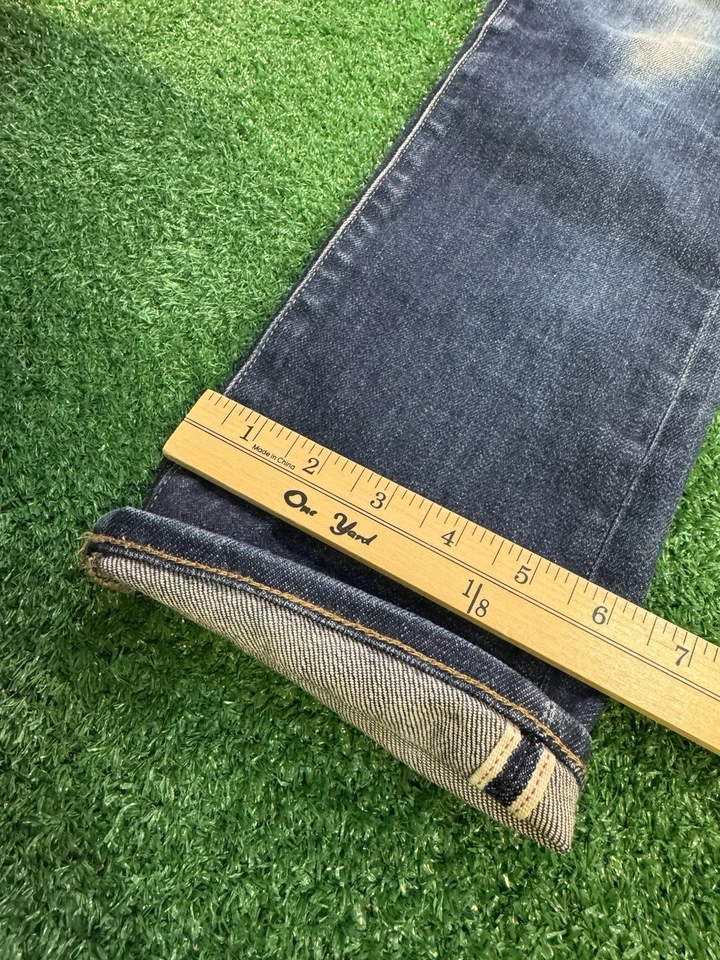 Pantalones de mezclilla para hombre Uniqlo con ribete talla 32x32 azul, calce recto, descoloridos Foto 4 de 4