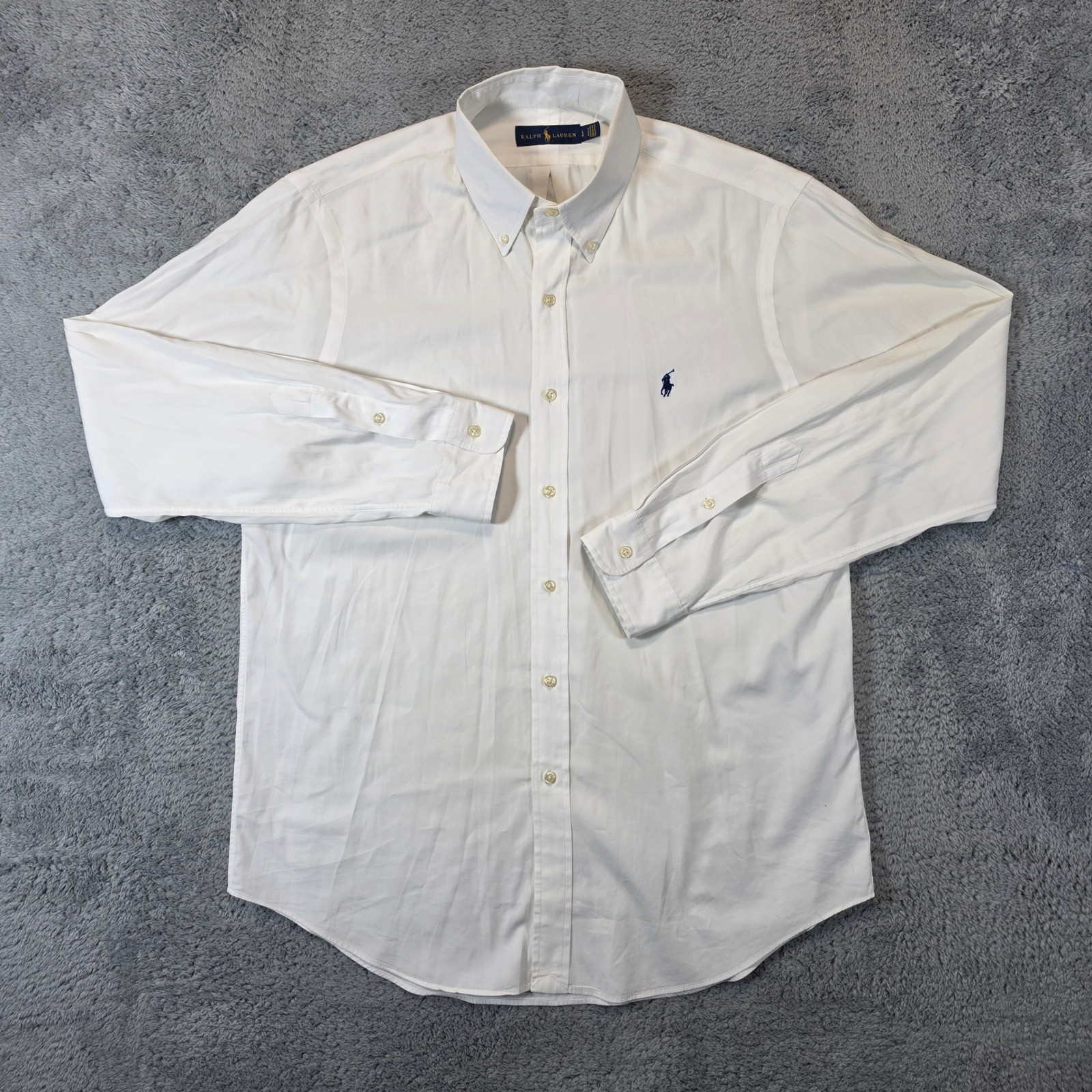 Polo Ralph Lauren Shirt Mens L White Long Sleeve Cotton Button Down Pony Logo