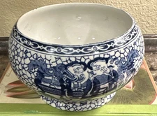 WILLIAM ADAMS-4.5” Round-Open Bowl-c1930’s-Blue & White-Chinese Repro/English-