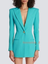 Occident Womens Slim One Button Long Sleeve Mid Long Suit Jacket Coats Ladies OL