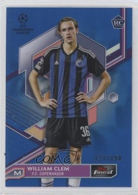 2022 Finest UEFA Club Competitions Blue Refractor William Clem Rookie RC 15t1