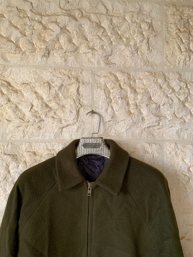 Vintage woollen wool classic olive green raglan jacket sweater 42R M - Picture 2 of 10