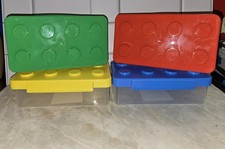 Storage Containers 4 Piece Set Plastic Snap Lid Green Red Yellow Blue New Set
