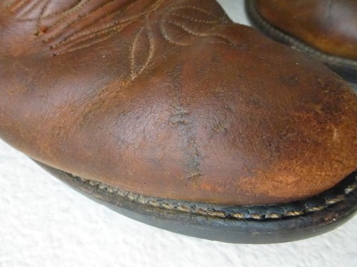 Olathe Vtg Boots Men 8.5D Classic Cowboy Brown Leather Western Oil Resistant USA - Picture 20 of 24