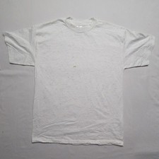 Vintage Blank White Speckled T Shirt Mens L Made in USA Tee Large 90s