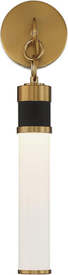 9-1638-1-143 ABEL Vintage Sleek White Opal Glass Tube Wall Sconce, Integrated LE