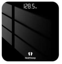 Healthkeep Digital Bathroom Scale Tempered Glass Black LED Display 400 lb