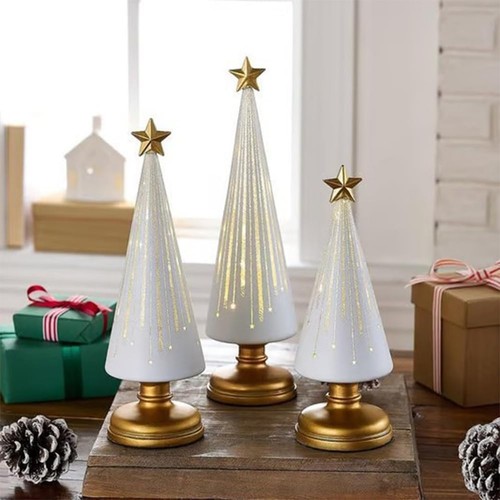 Festive Gingerbread Theme Decor, Gradient Glass Christmas Tree with Led Lights - Picture 37 of 38
